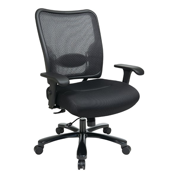 Office Star 75 Series Air Grid Big and Tall Deluxe Ergonomic Chair with Adjustable Lumbar Support and 2-Way Arms Black with Steel Base 